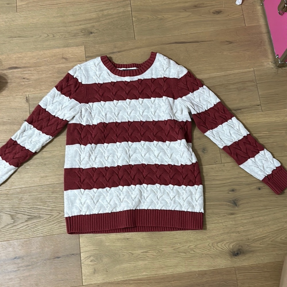 Lands End White and Brownish Sweater, size 10-12 (medium)